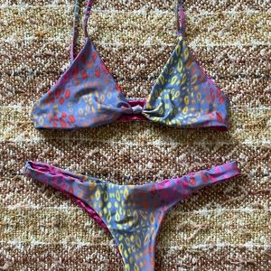 Pink cheetah print bikini